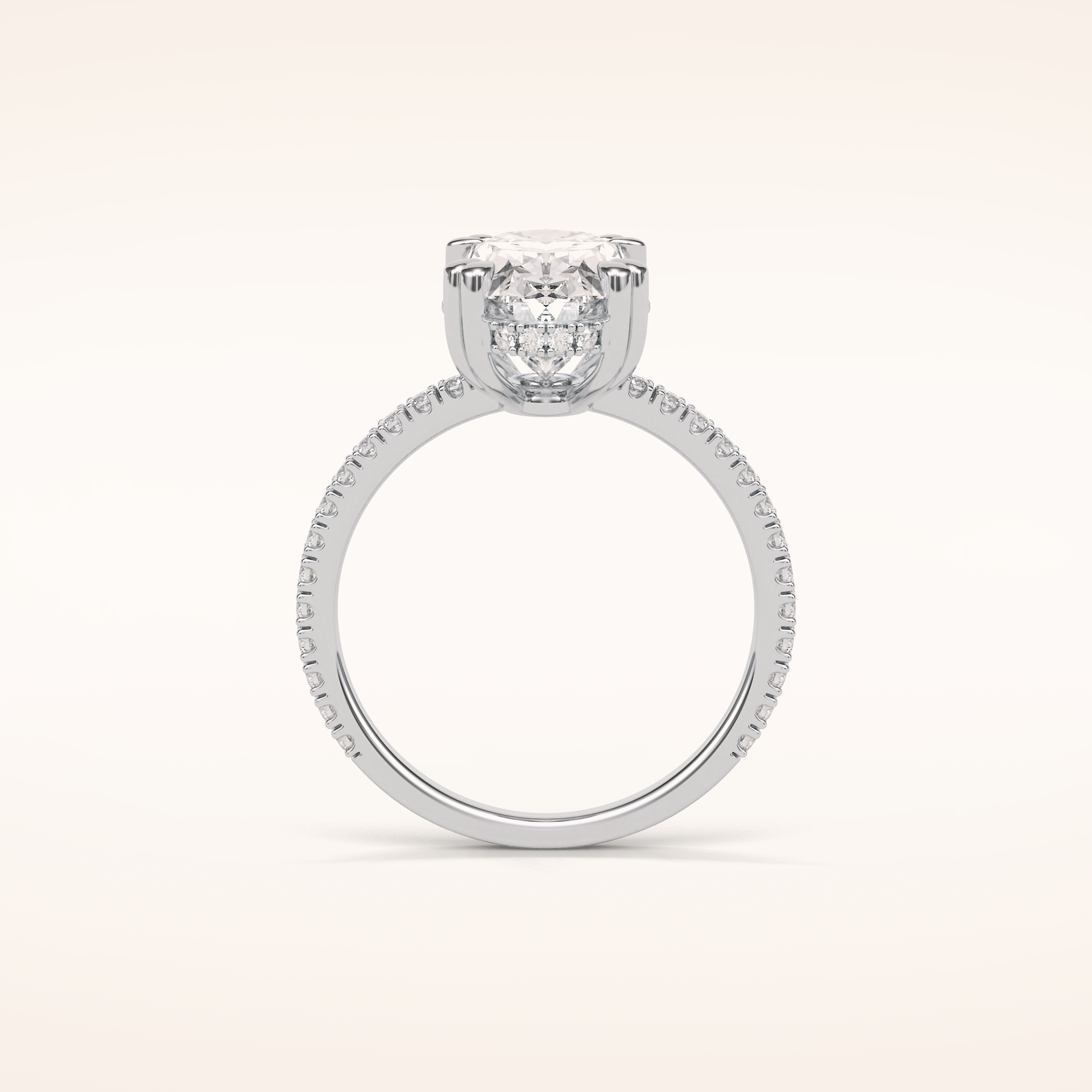 4 CT Round Shaped Hidden Halo & Pave Moissanite Engagement Ring