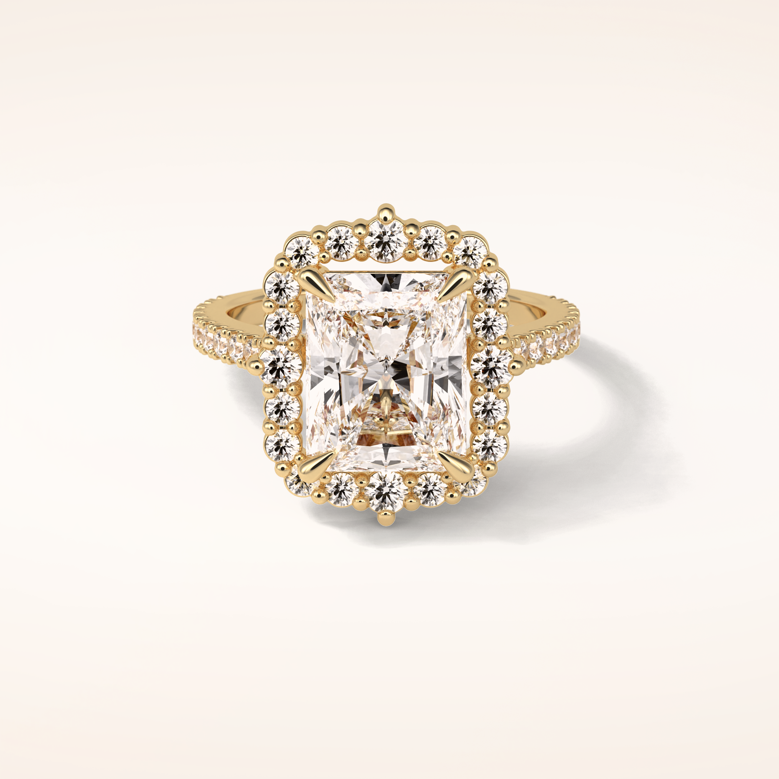 3.24 CT Radiant Shaped Halo & Pave Moissanite Engagement Ring