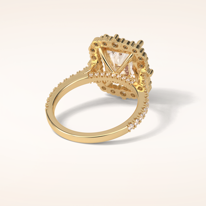 3.24 CT Radiant Shaped Halo & Pave Moissanite Engagement Ring