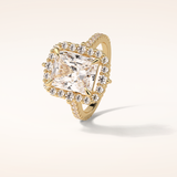 3.24 CT Radiant Shaped Halo & Pave Moissanite Engagement Ring