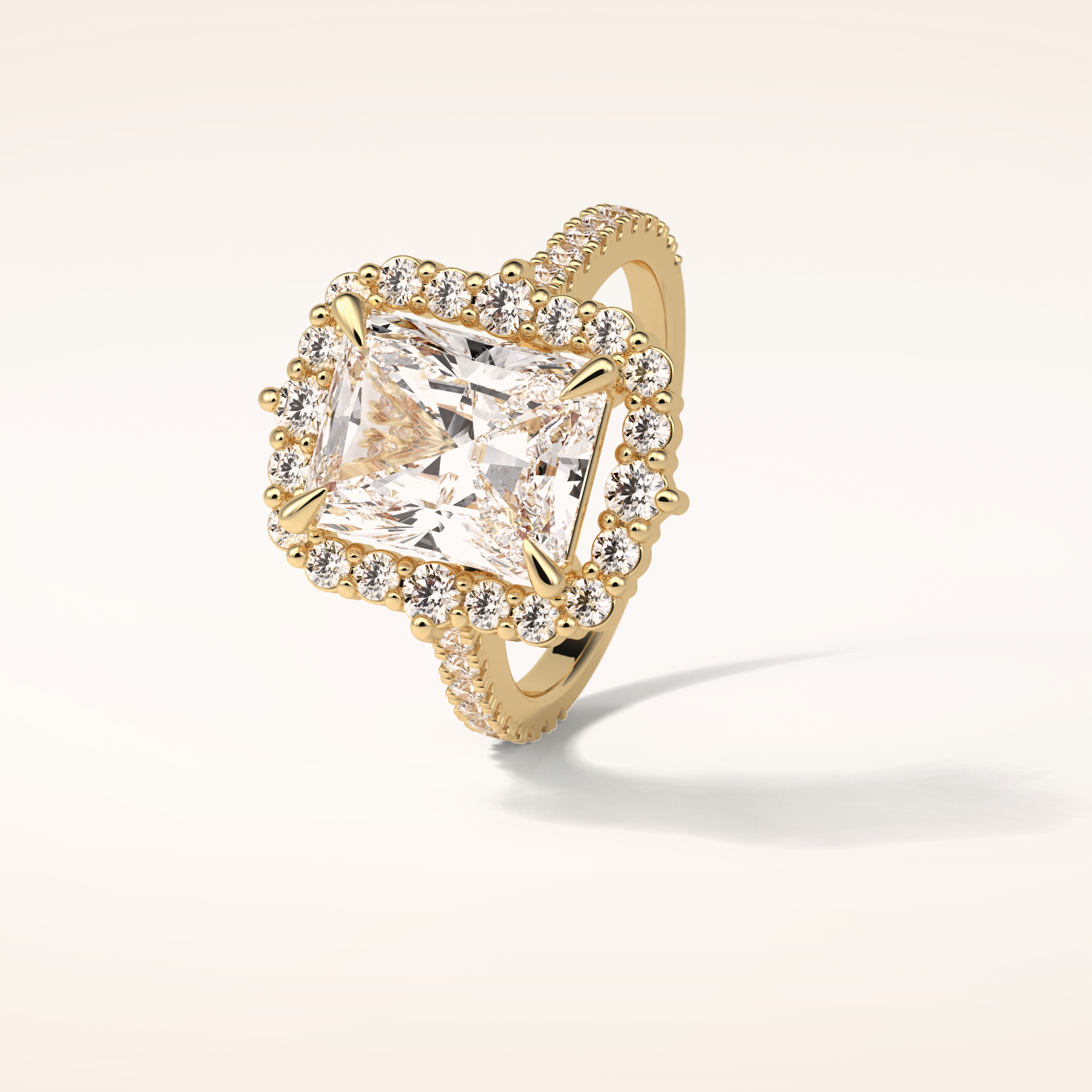 3.24 CT Radiant Shaped Halo & Pave Moissanite Engagement Ring