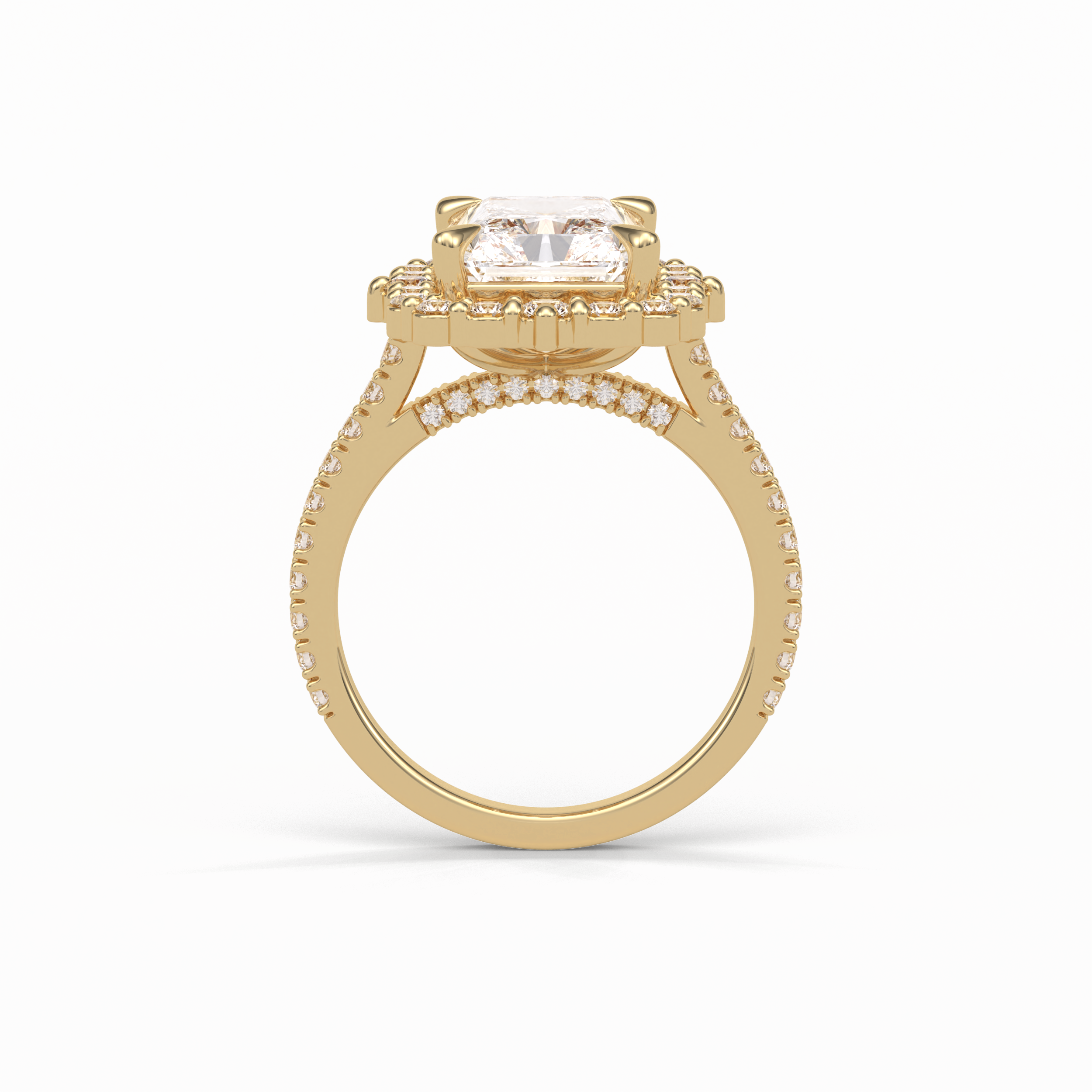 Radiant Halo & Pave Lab Grown Diamond Engagement Ring