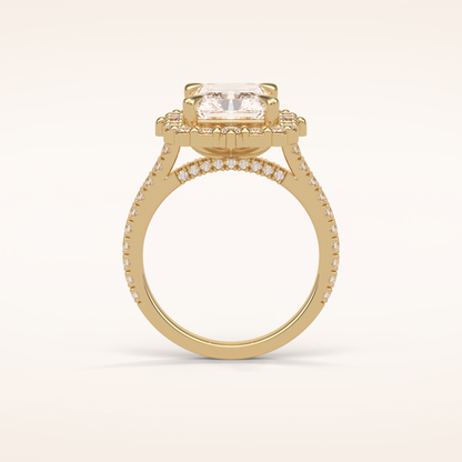 3.24 CT Radiant Shaped Halo & Pave Moissanite Engagement Ring