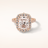 3.24 CT Radiant Shaped Halo & Pave Moissanite Engagement Ring