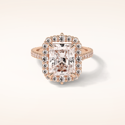 3.24 CT Radiant Shaped Halo & Pave Moissanite Engagement Ring
