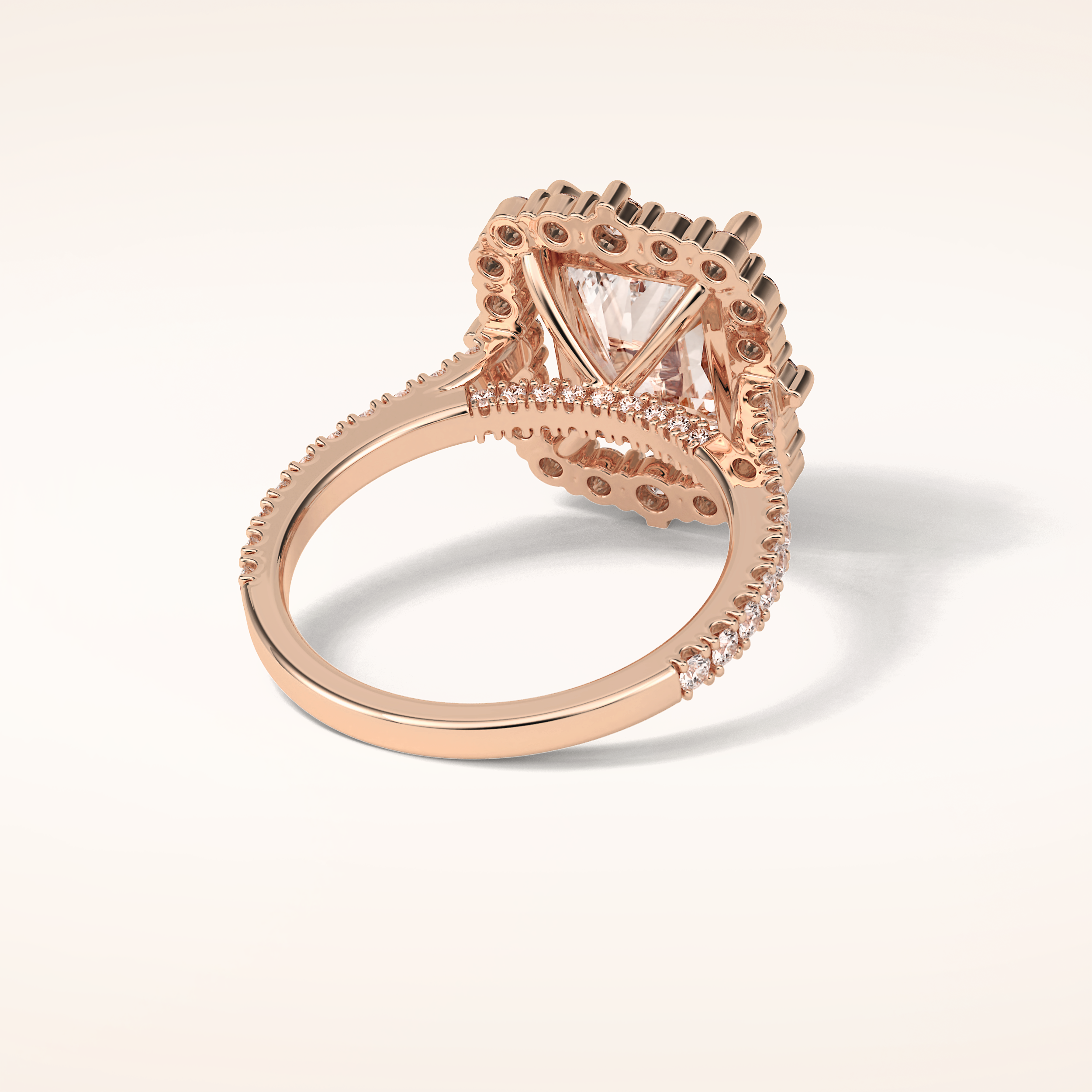 3.24 CT Radiant Shaped Halo & Pave Moissanite Engagement Ring