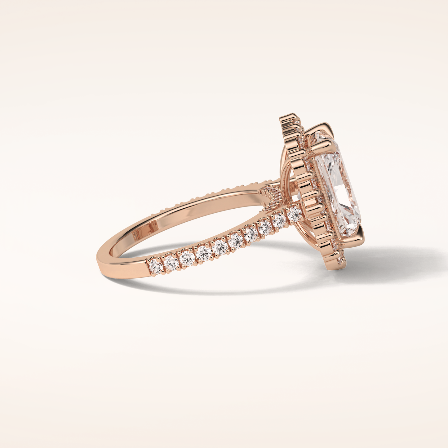 3.24 CT Radiant Shaped Halo & Pave Moissanite Engagement Ring