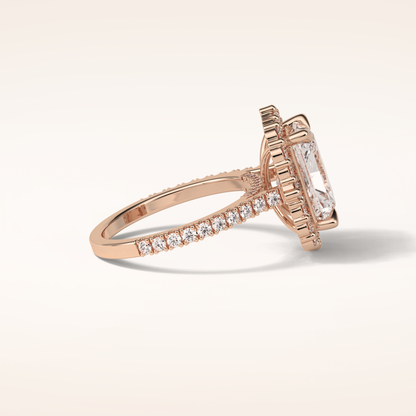 3.24 CT Radiant Shaped Halo & Pave Moissanite Engagement Ring