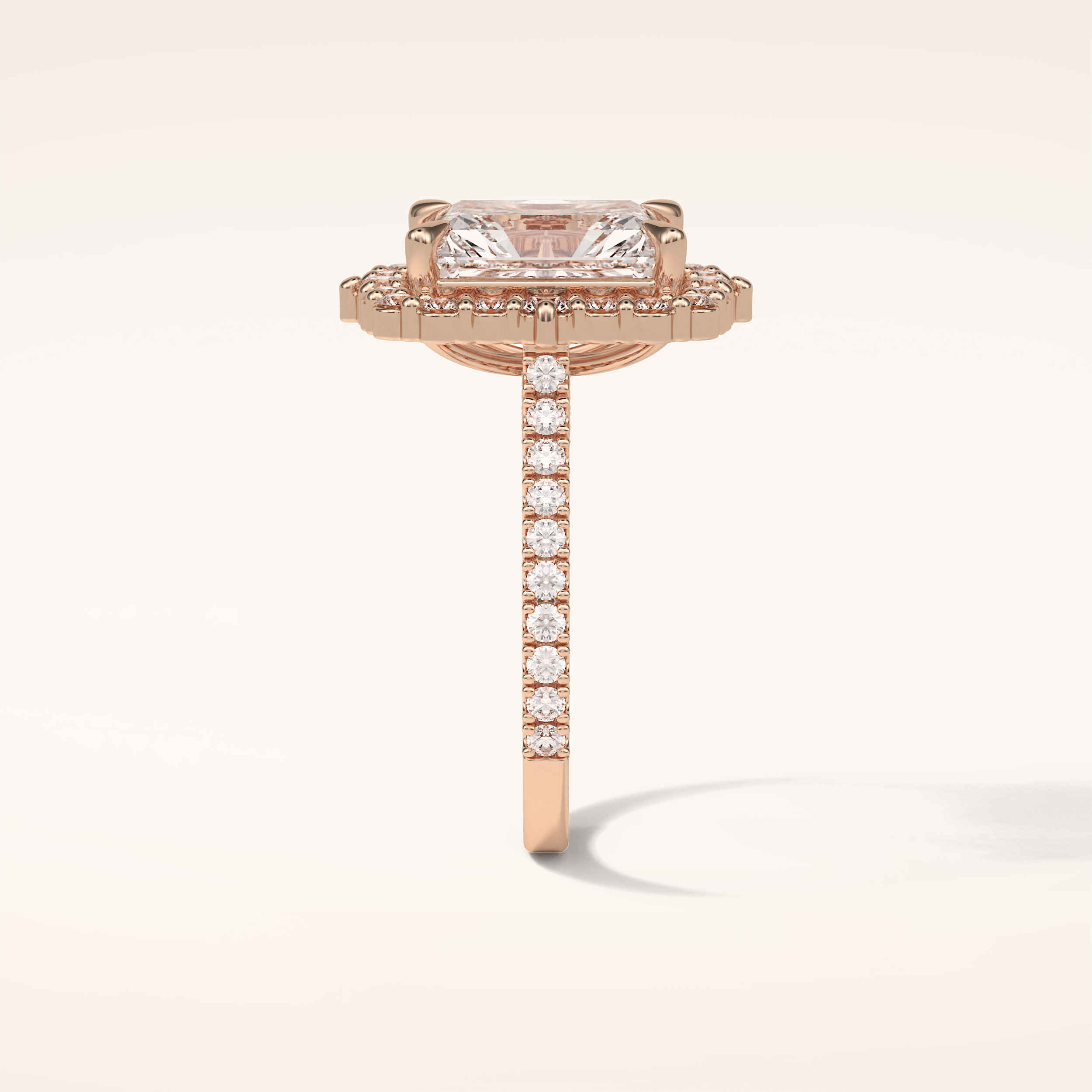 3.24 CT Radiant Shaped Halo & Pave Moissanite Engagement Ring