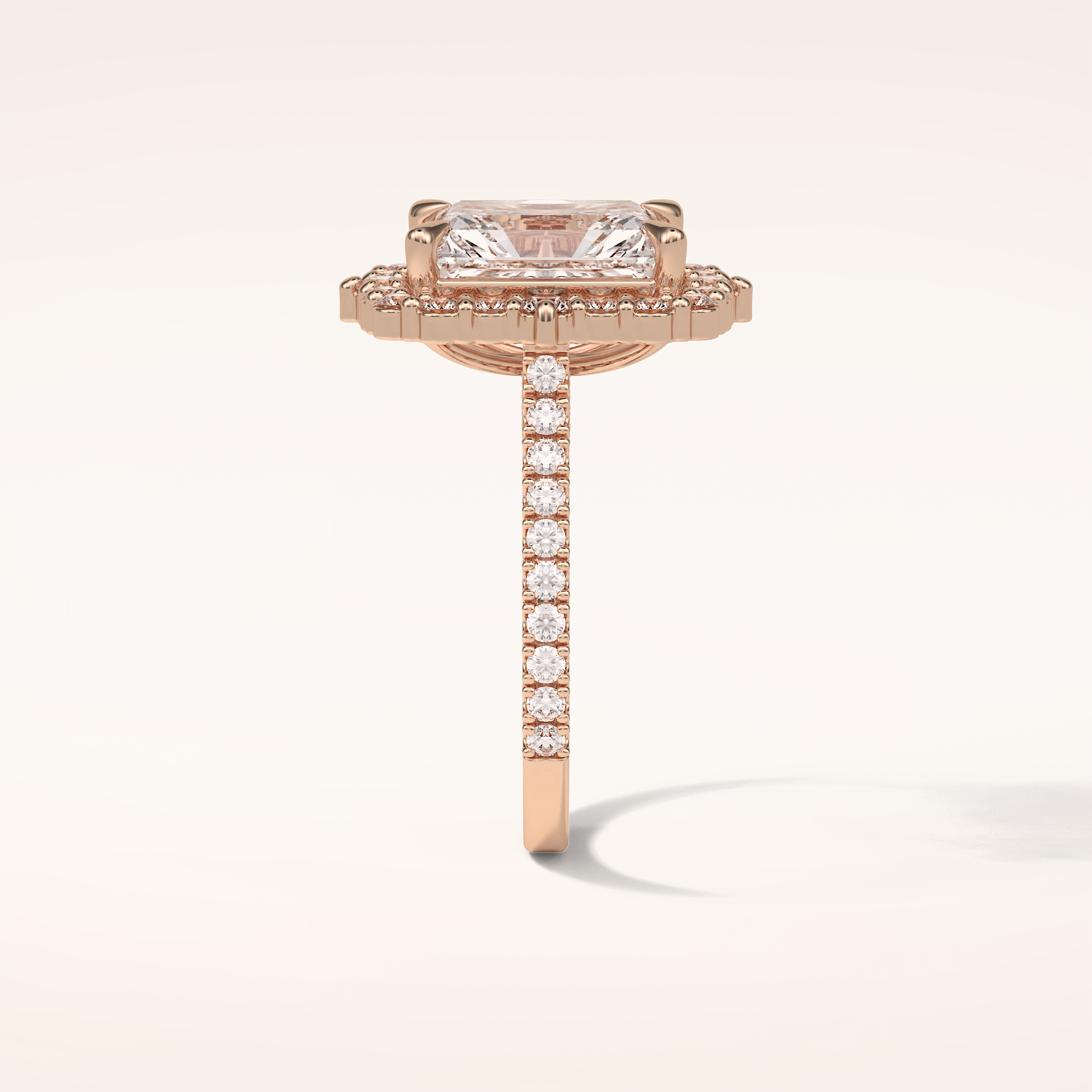 3.24 CT Radiant Shaped Halo & Pave Moissanite Engagement Ring