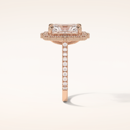 3.24 CT Radiant Shaped Halo & Pave Moissanite Engagement Ring