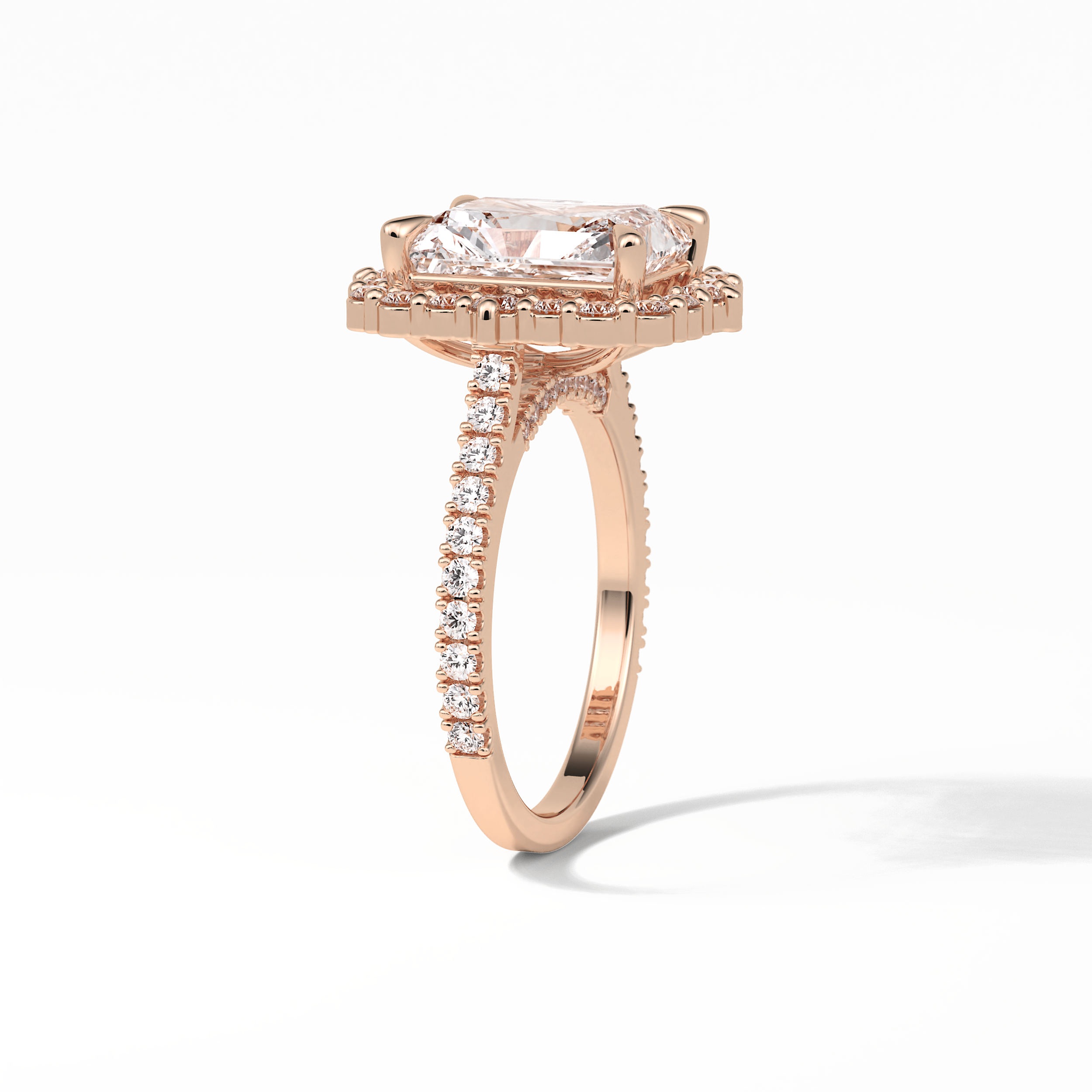Radiant Halo & Pave Lab Grown Diamond Engagement Ring