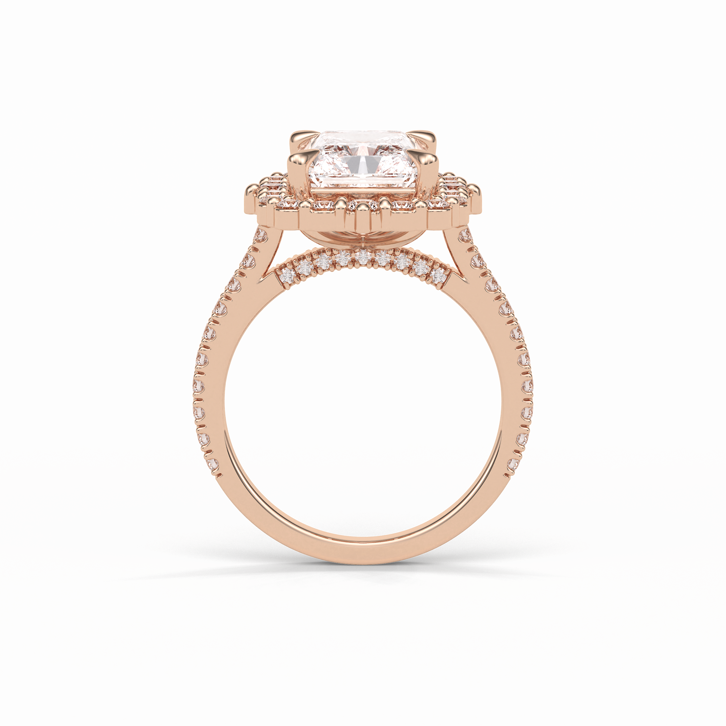 Radiant Halo & Pave Lab Grown Diamond Engagement Ring