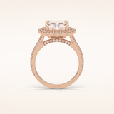 3.24 CT Radiant Shaped Halo & Pave Moissanite Engagement Ring