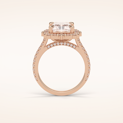 3.24 CT Radiant Shaped Halo & Pave Moissanite Engagement Ring