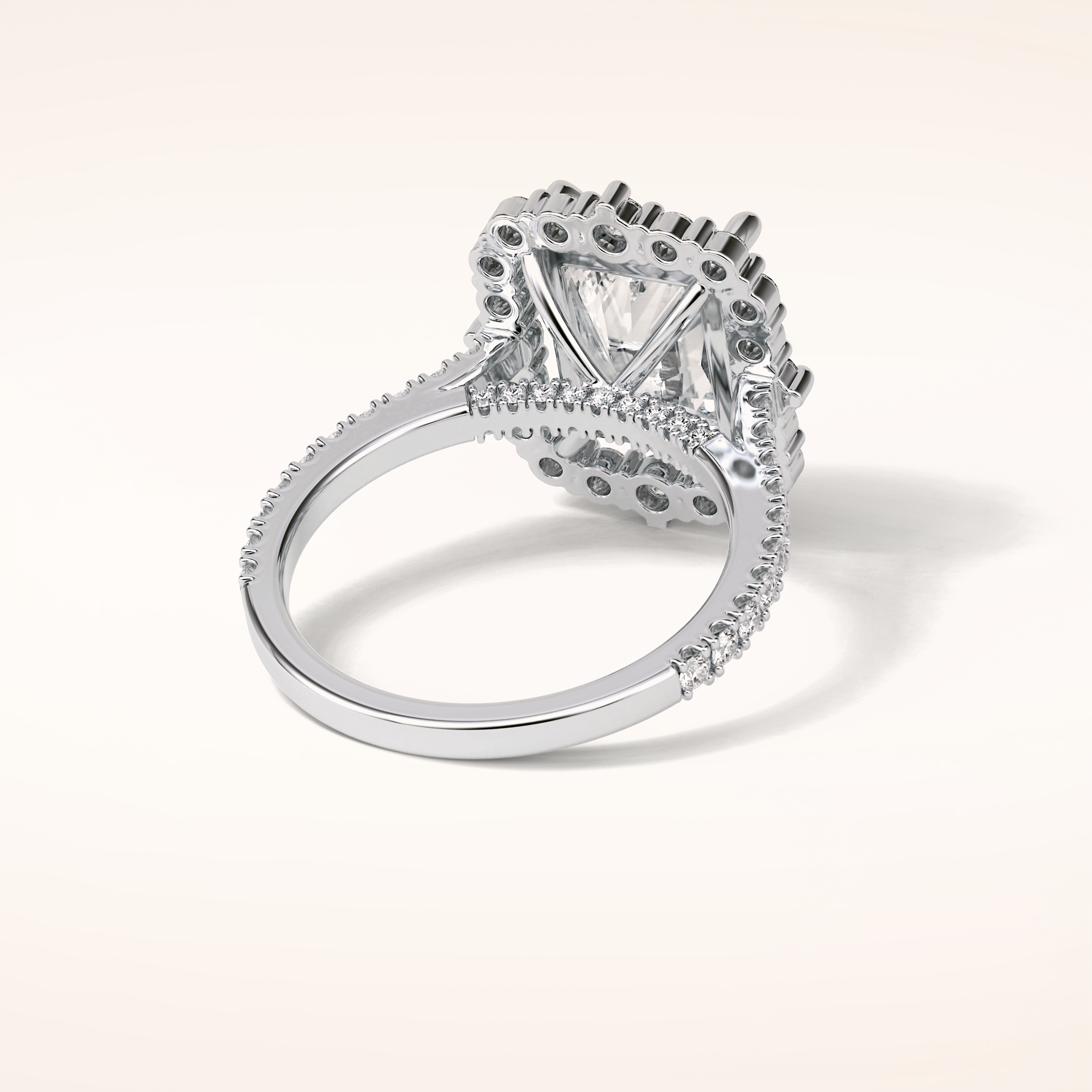 3.24 CT Radiant Shaped Halo & Pave Moissanite Engagement Ring