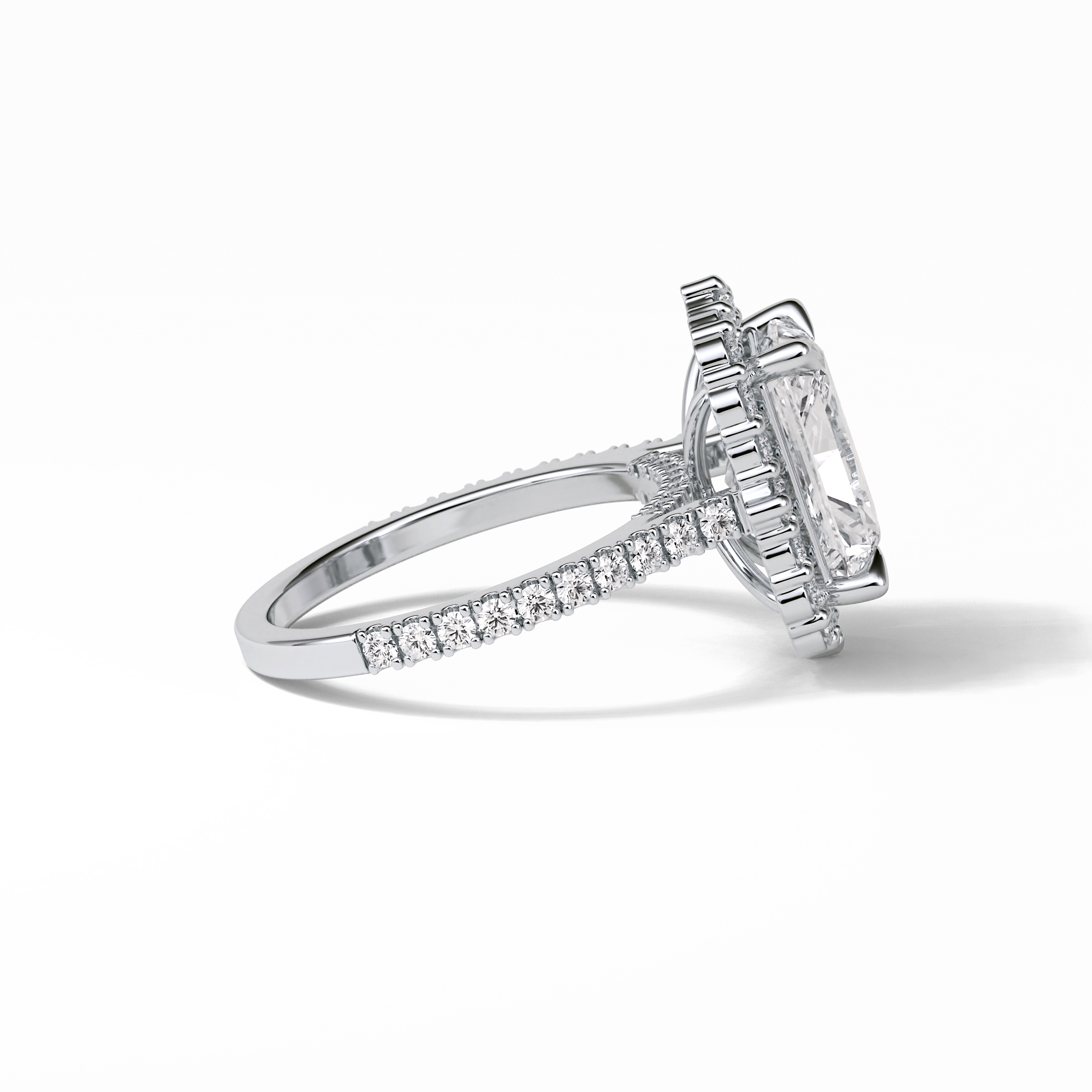 Radiant Halo & Pave Lab Grown Diamond Engagement Ring