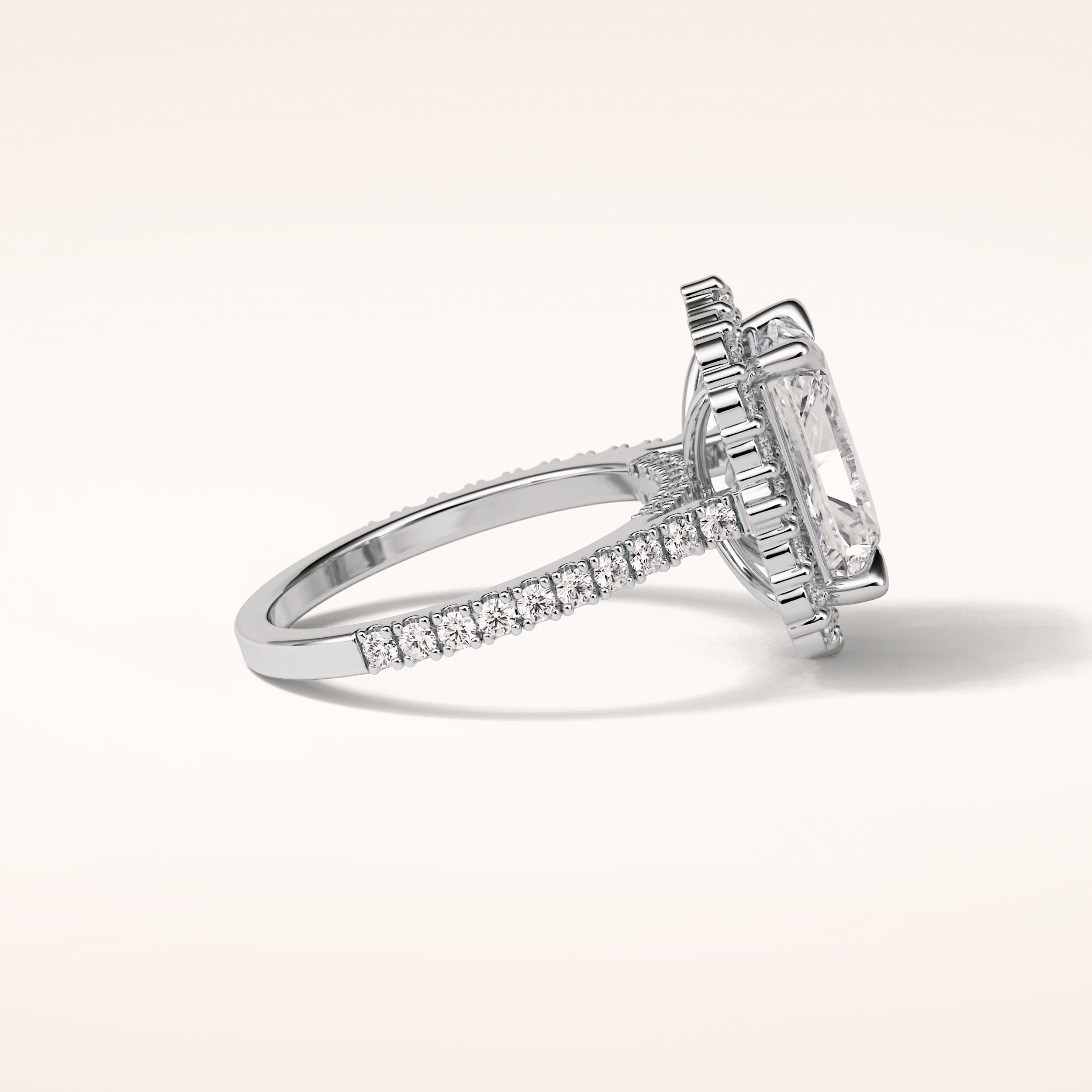 3.24 CT Radiant Shaped Halo & Pave Moissanite Engagement Ring