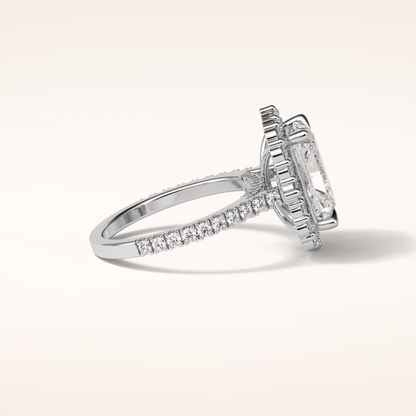 3.24 CT Radiant Shaped Halo & Pave Moissanite Engagement Ring