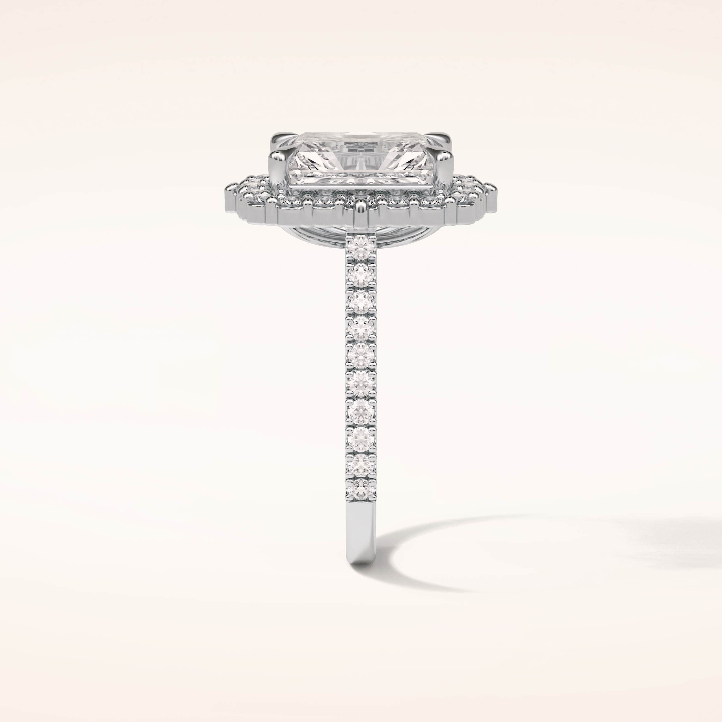 3.24 CT Radiant Shaped Halo & Pave Moissanite Engagement Ring