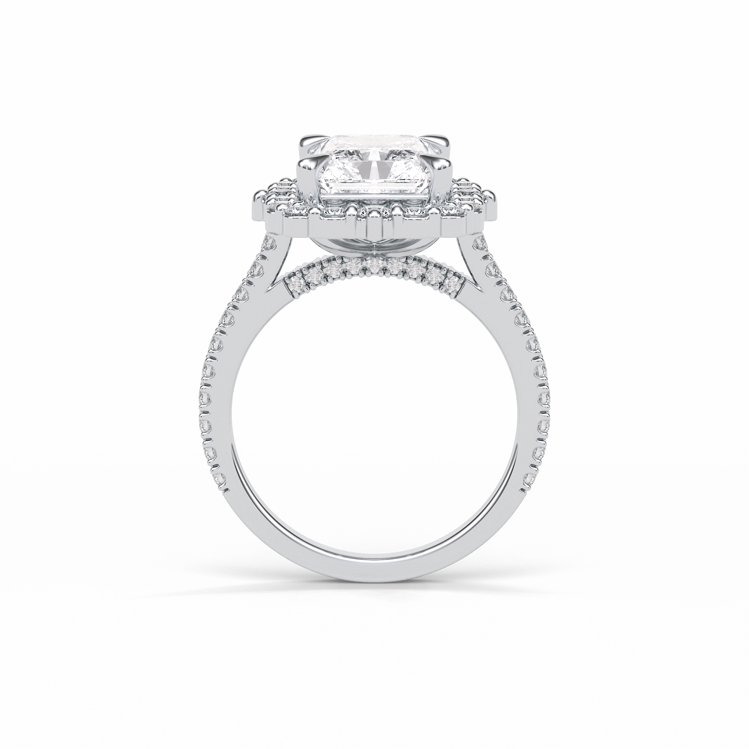 Radiant Halo & Pave Lab Grown Diamond Engagement Ring