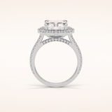 3.24 CT Radiant Shaped Halo & Pave Moissanite Engagement Ring