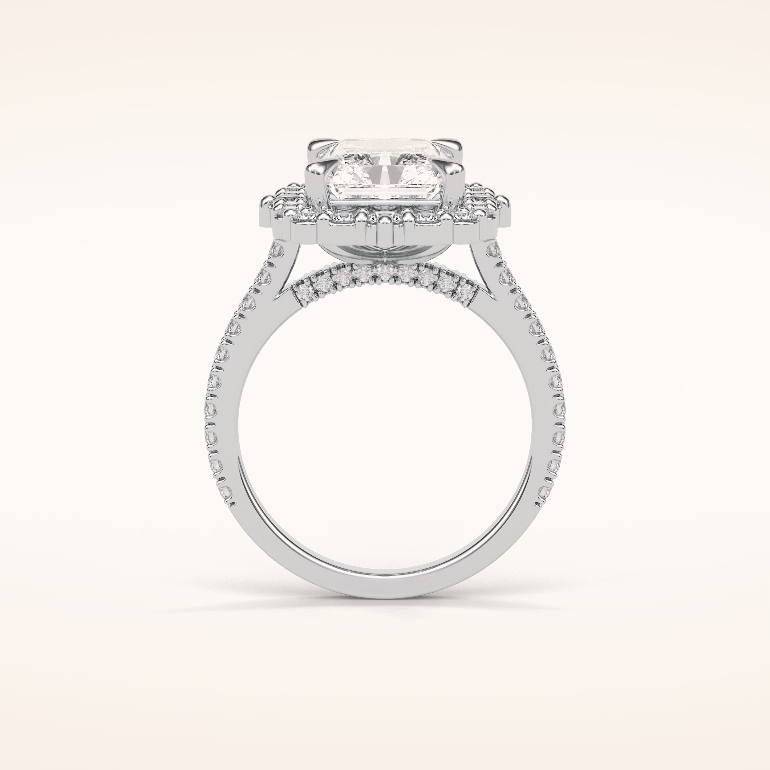 3.24 CT Radiant Shaped Halo & Pave Moissanite Engagement Ring