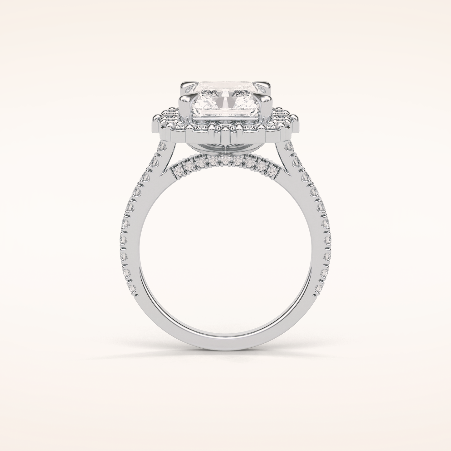 3.24 CT Radiant Shaped Halo & Pave Moissanite Engagement Ring