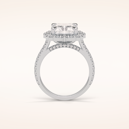3.24 CT Radiant Shaped Halo & Pave Moissanite Engagement Ring
