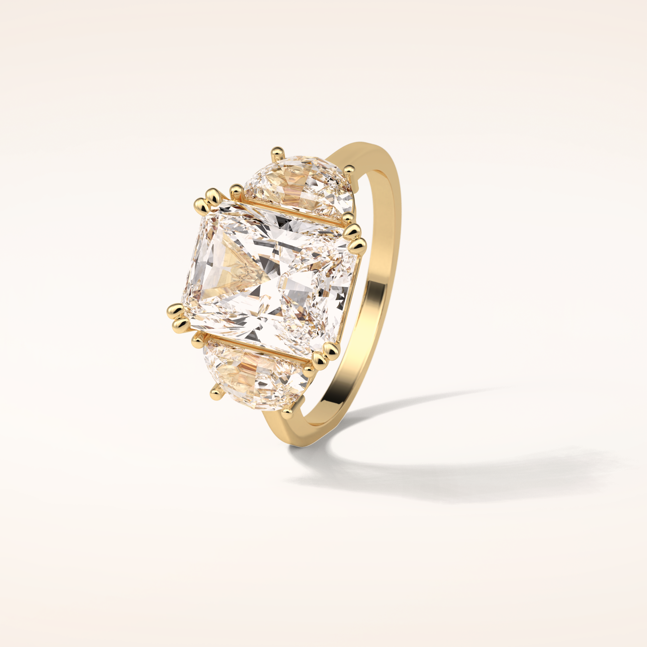 3.24 CT Radiant Shaped Three Stones Moissanite Engagement Ring