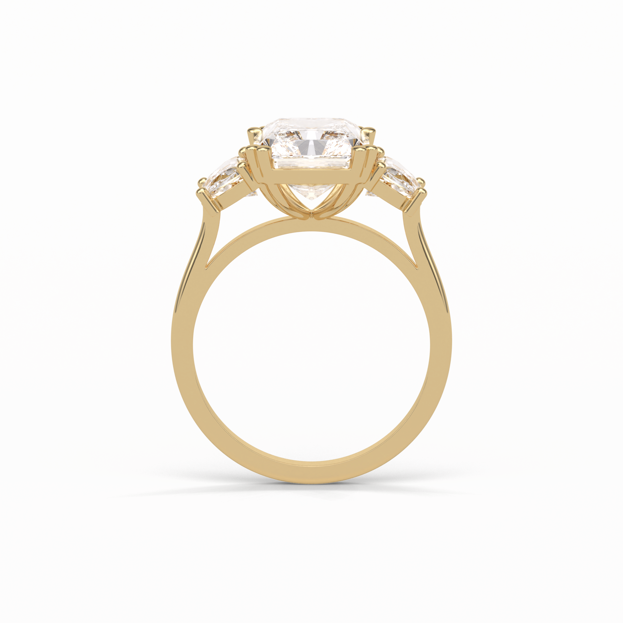 Radiant Three Stone Lab Grown Diamond Engagement Ring