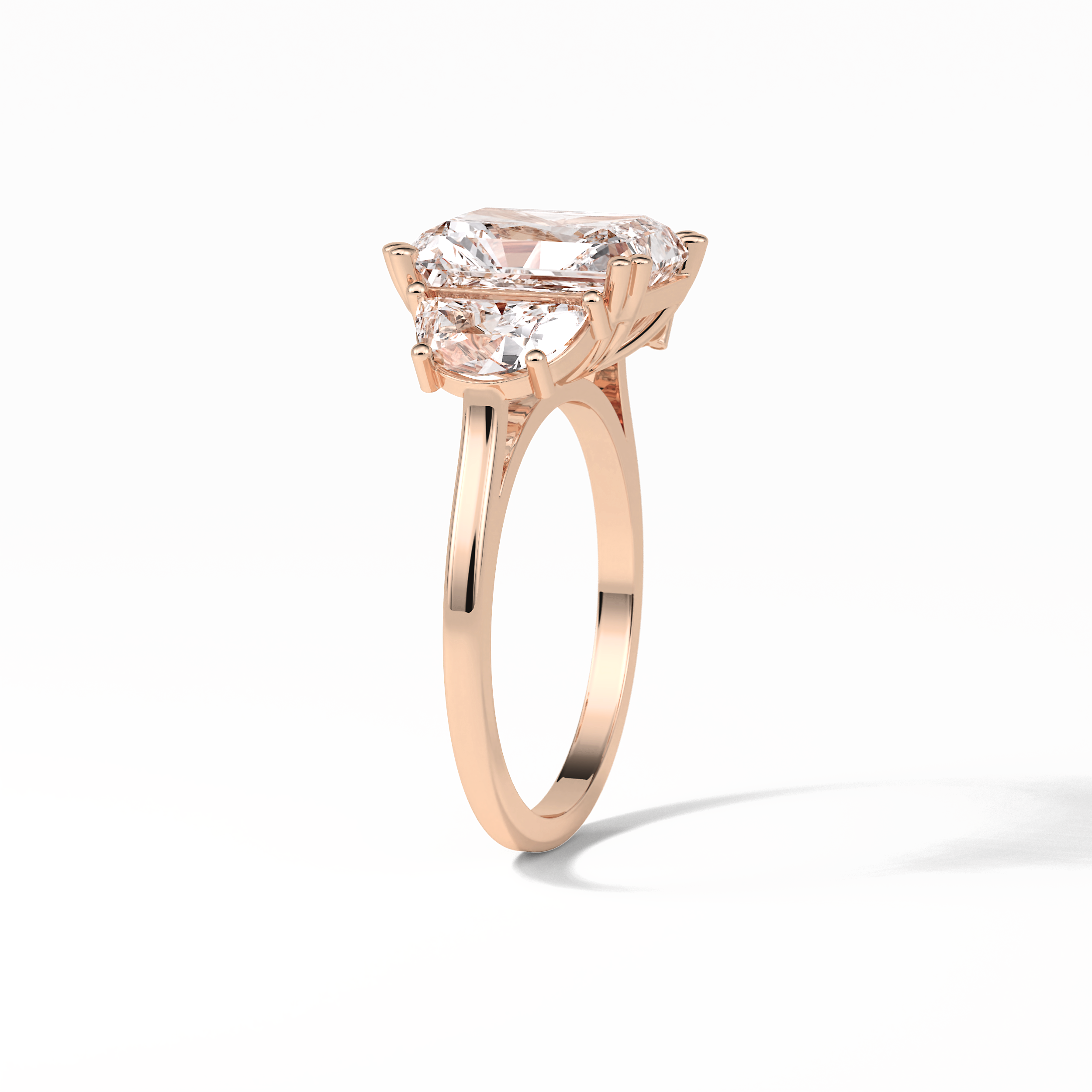 Radiant Three Stone Lab Grown Diamond Engagement Ring