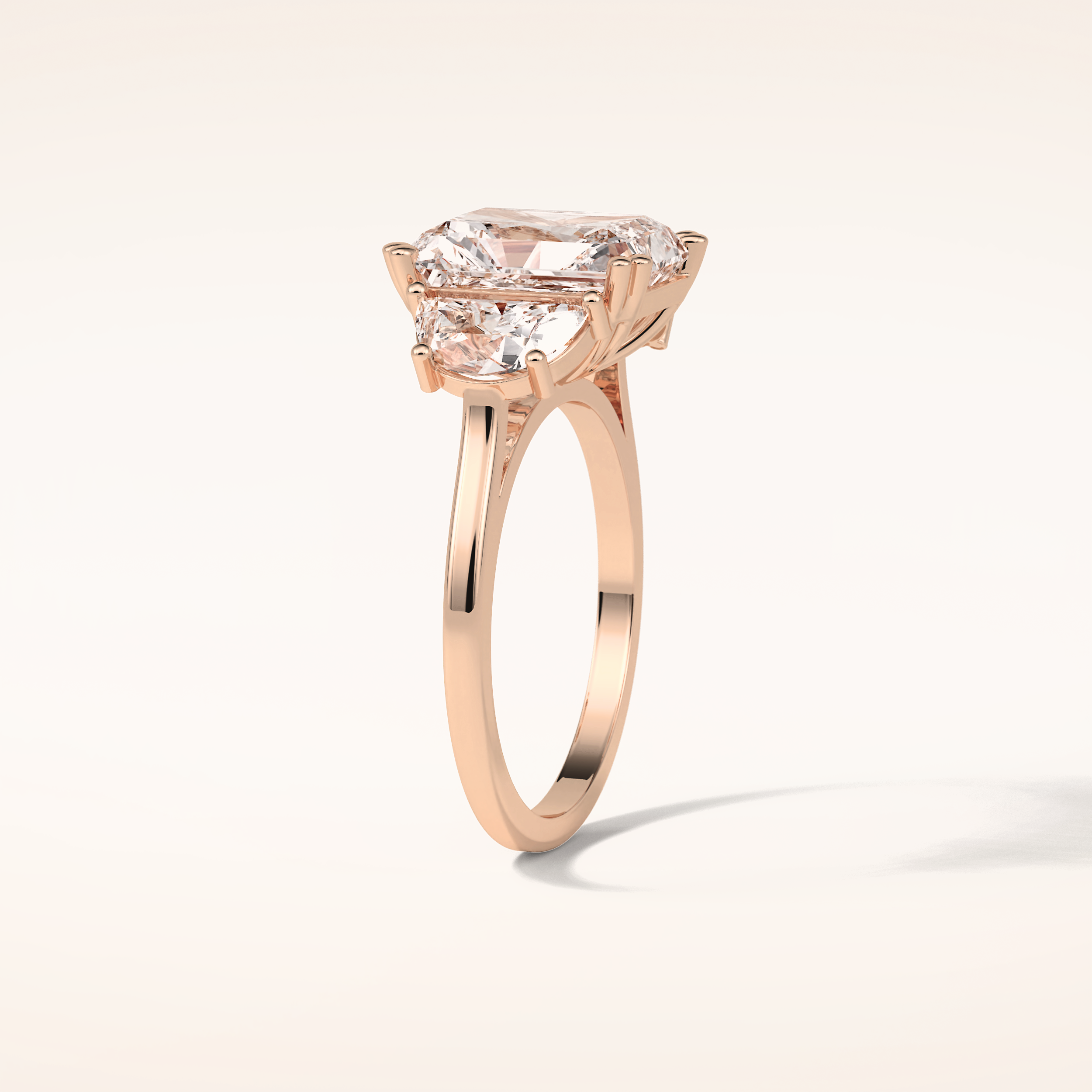 3.24 CT Radiant Shaped Three Stones Moissanite Engagement Ring