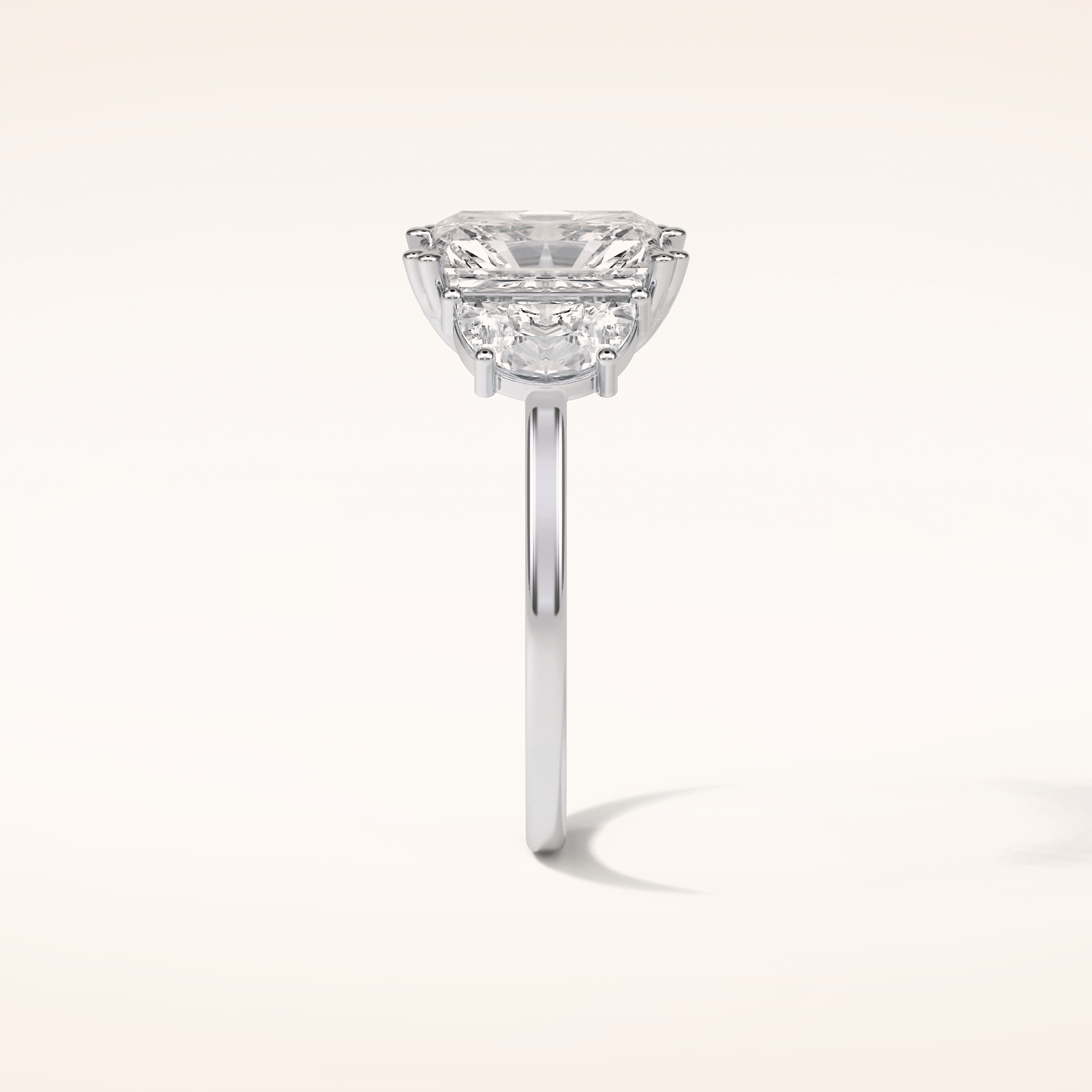 3.24 CT Radiant Shaped Three Stones Moissanite Engagement Ring