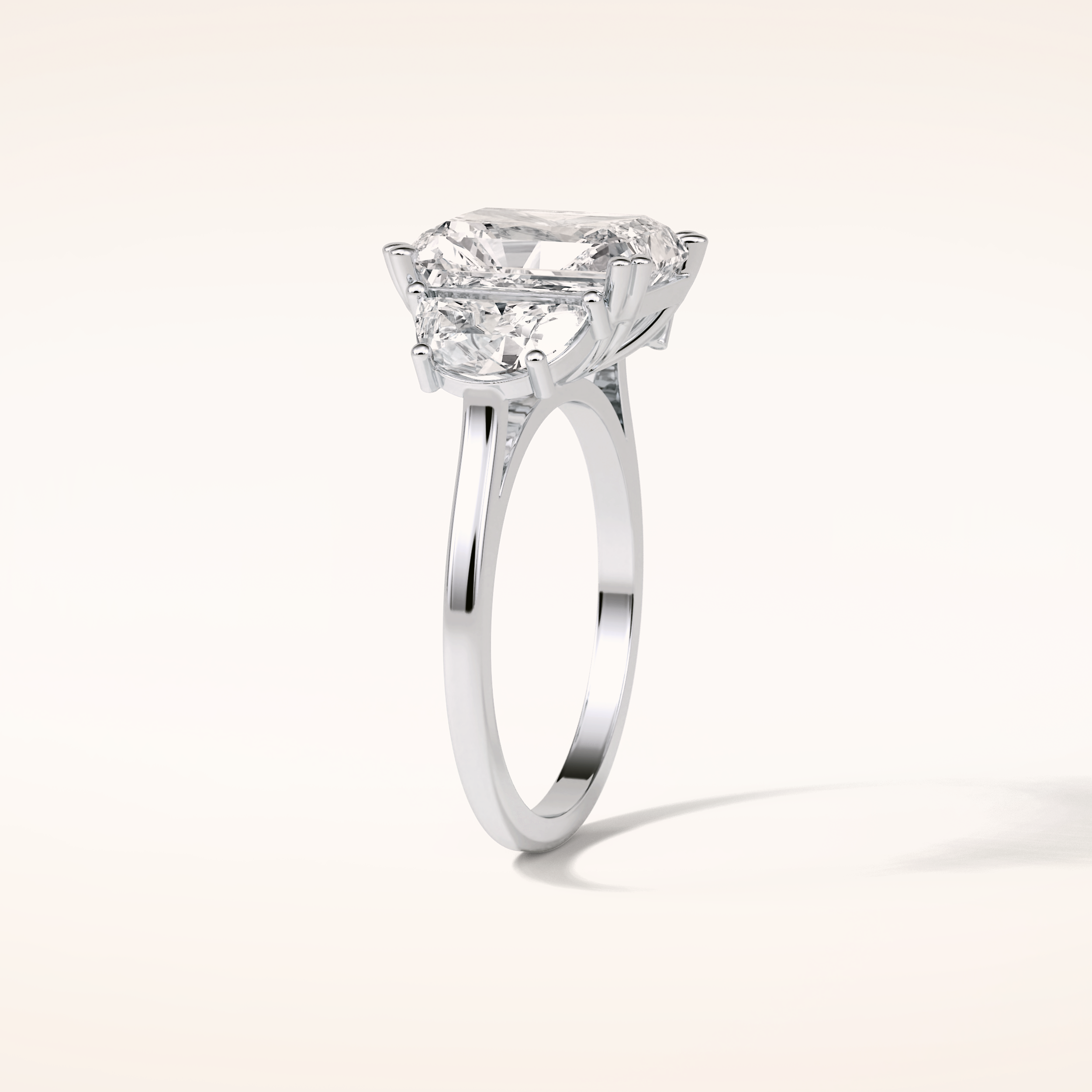 3.24 CT Radiant Shaped Three Stones Moissanite Engagement Ring