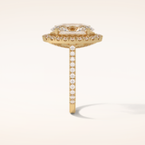 4.1 CT Oval Shaped Halo & Pave Moissanite Engagement Ring