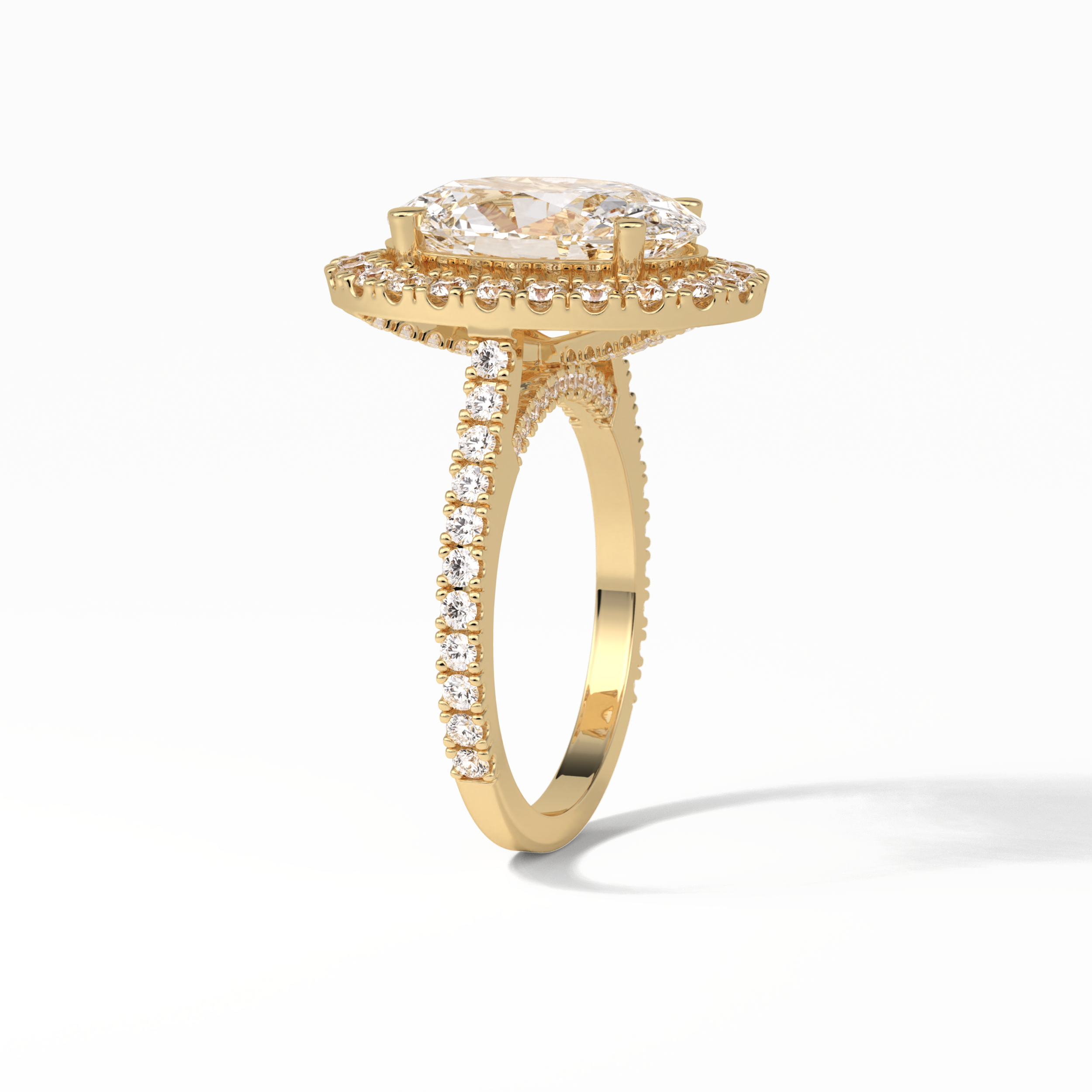 Oval Halo & Pave Lab Grown Diamond Engagement Ring