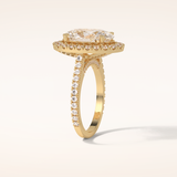 4.1 CT Oval Shaped Halo & Pave Moissanite Engagement Ring