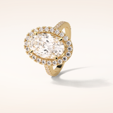 4.1 CT Oval Shaped Halo & Pave Moissanite Engagement Ring