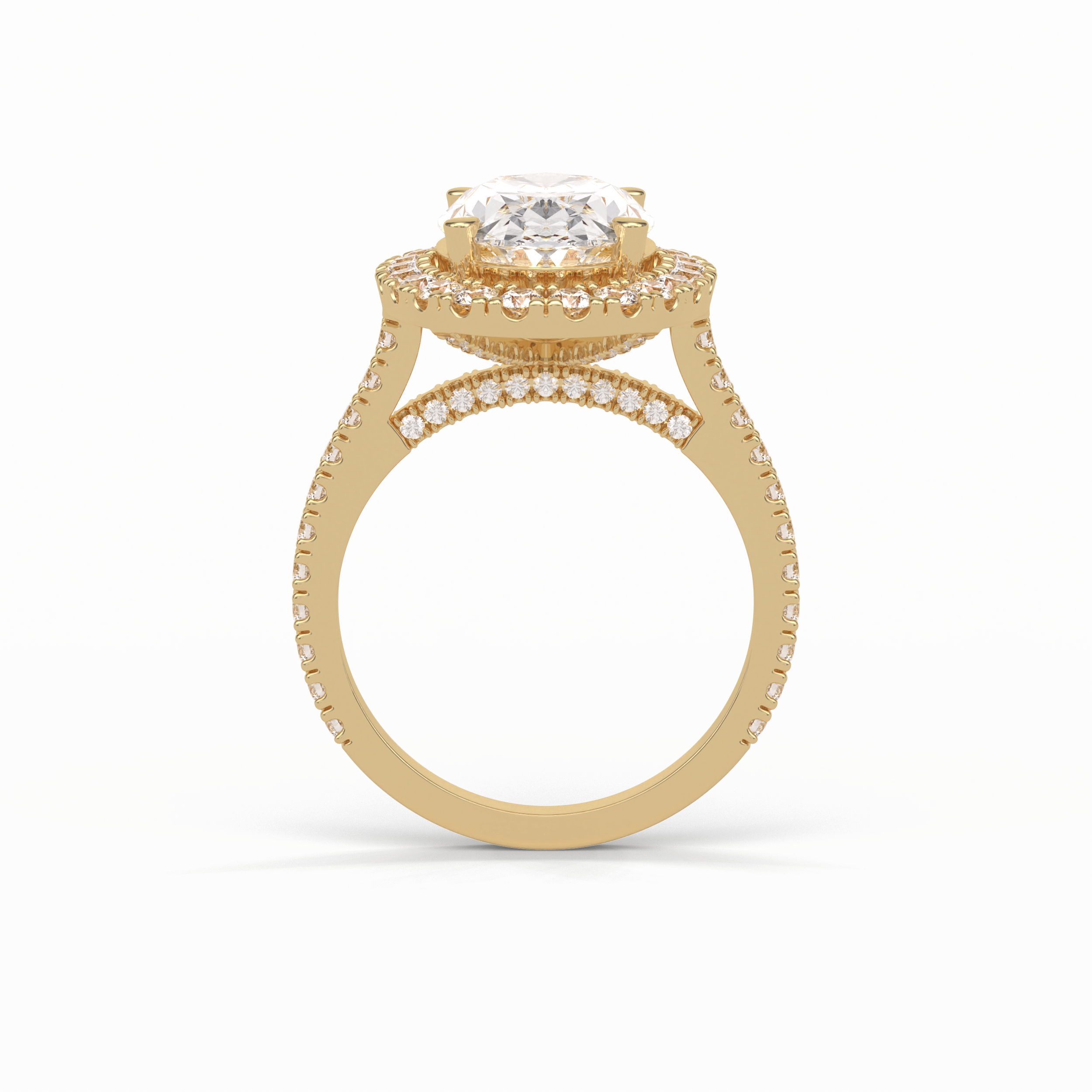 Oval Halo & Pave Lab Grown Diamond Engagement Ring