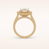 4.1 CT Oval Shaped Halo & Pave Moissanite Engagement Ring