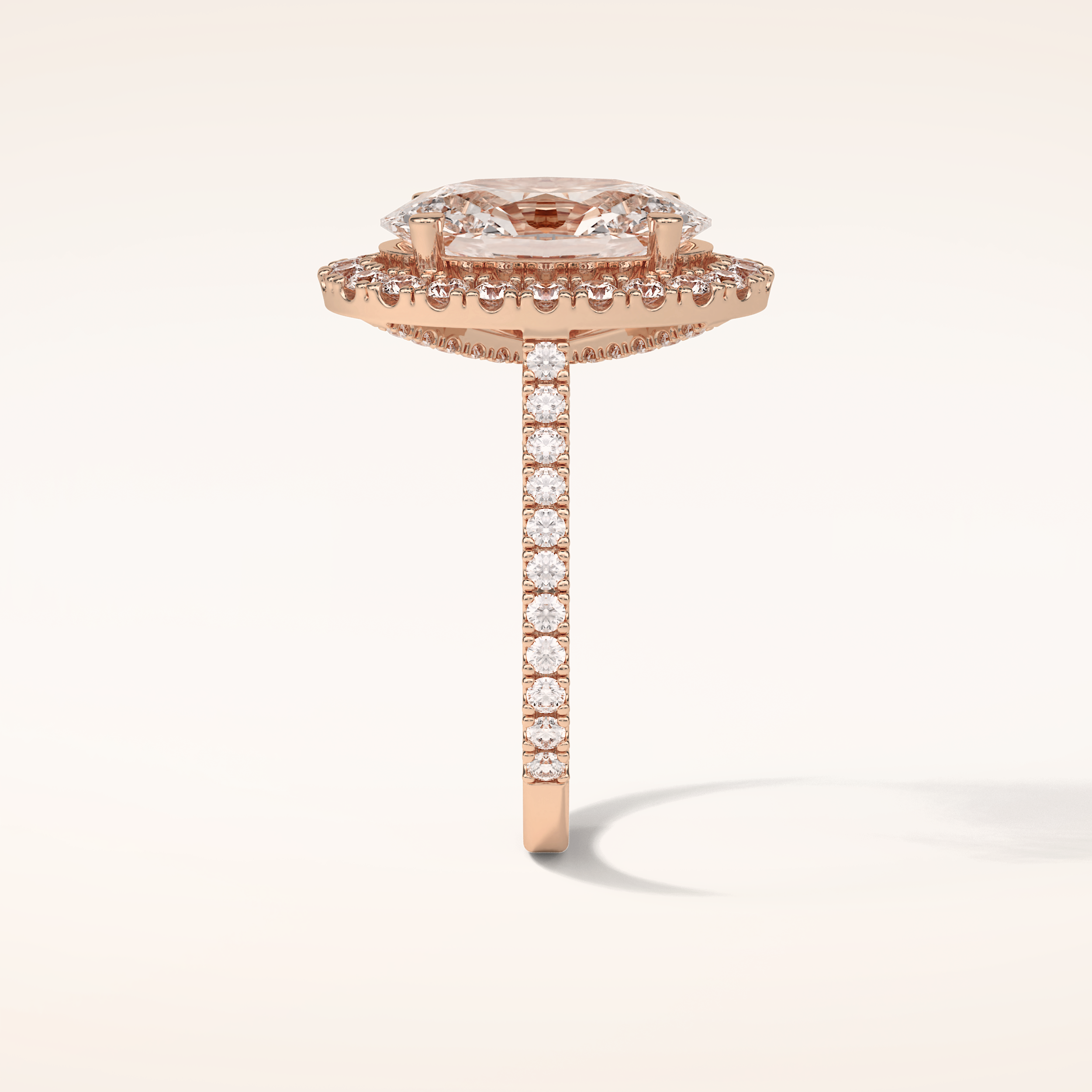 4.1 CT Oval Shaped Halo & Pave Moissanite Engagement Ring