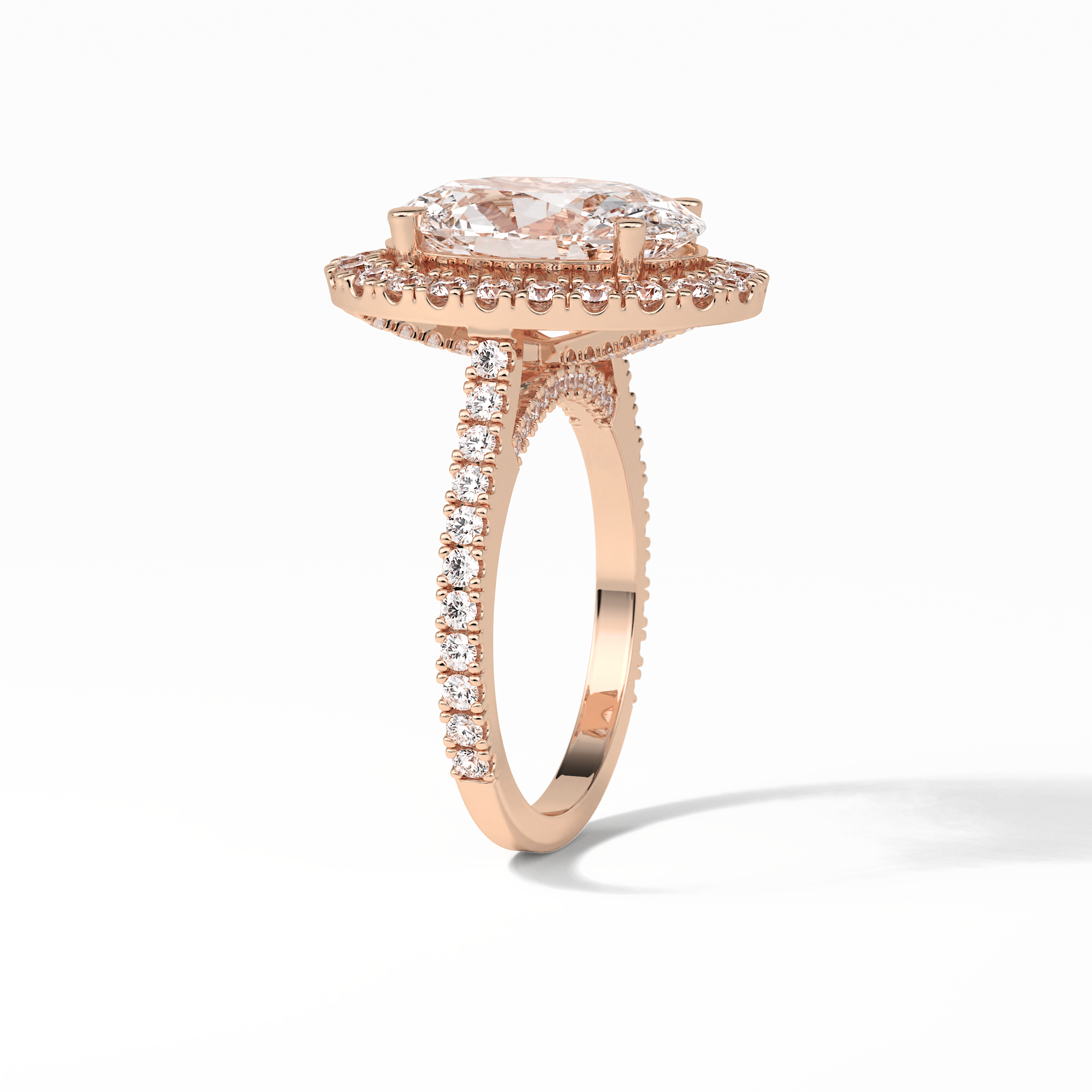 Oval Halo & Pave Lab Grown Diamond Engagement Ring