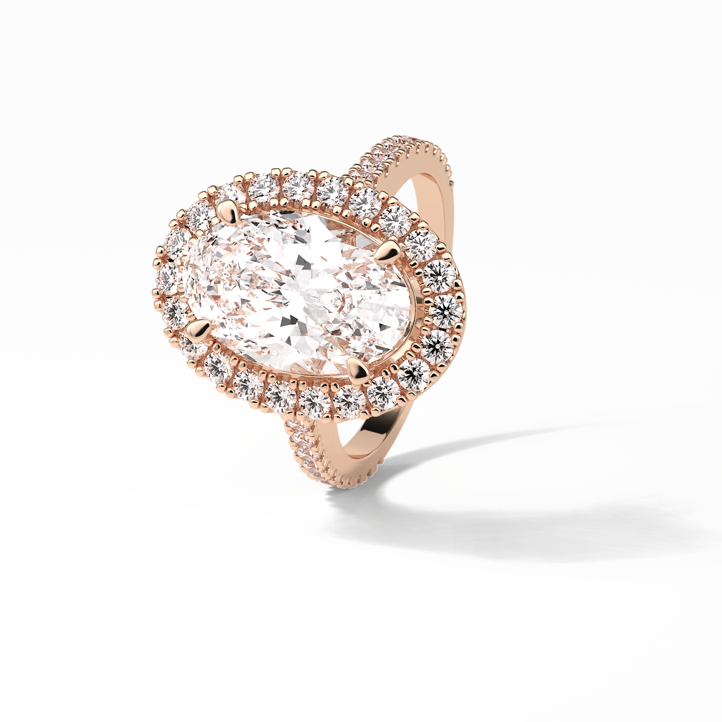 Oval Halo & Pave Lab Grown Diamond Engagement Ring