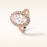 4.1 CT Oval Shaped Halo & Pave Moissanite Engagement Ring