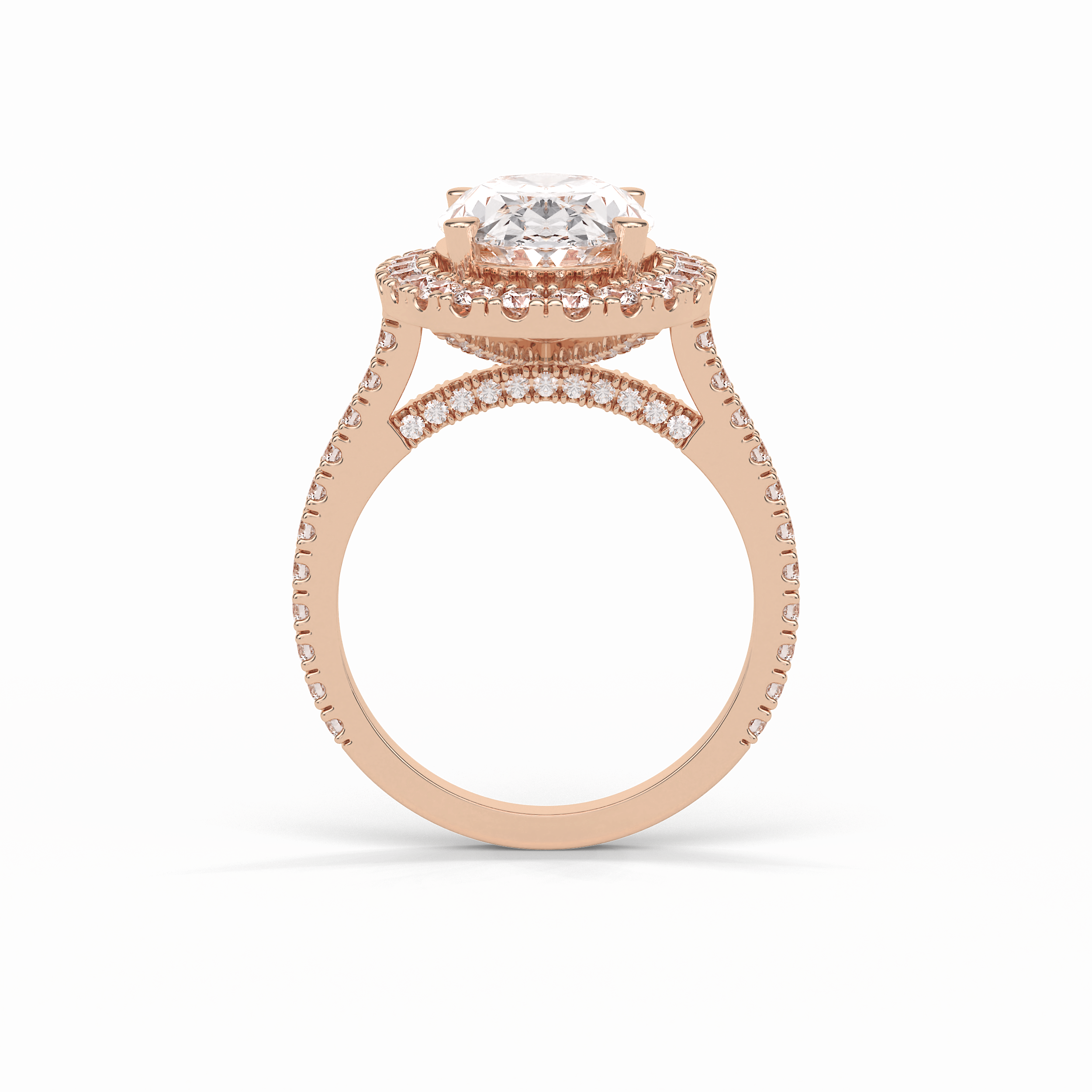 Oval Halo & Pave Lab Grown Diamond Engagement Ring