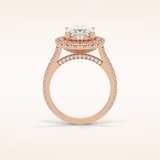 4.1 CT Oval Shaped Halo & Pave Moissanite Engagement Ring