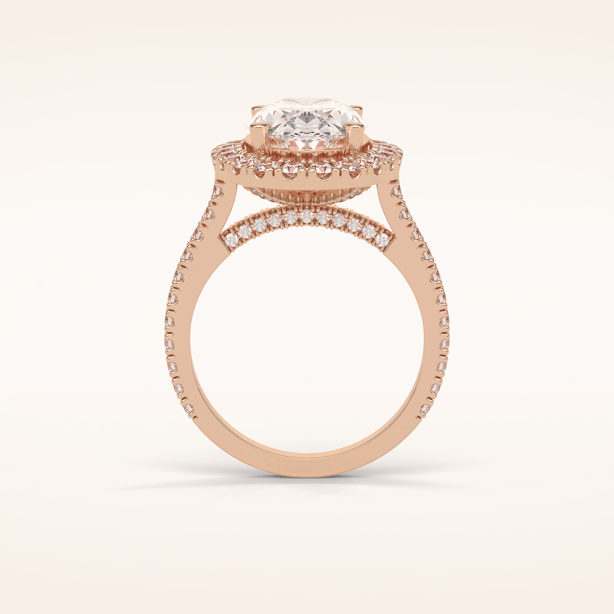 4.1 CT Oval Shaped Halo & Pave Moissanite Engagement Ring