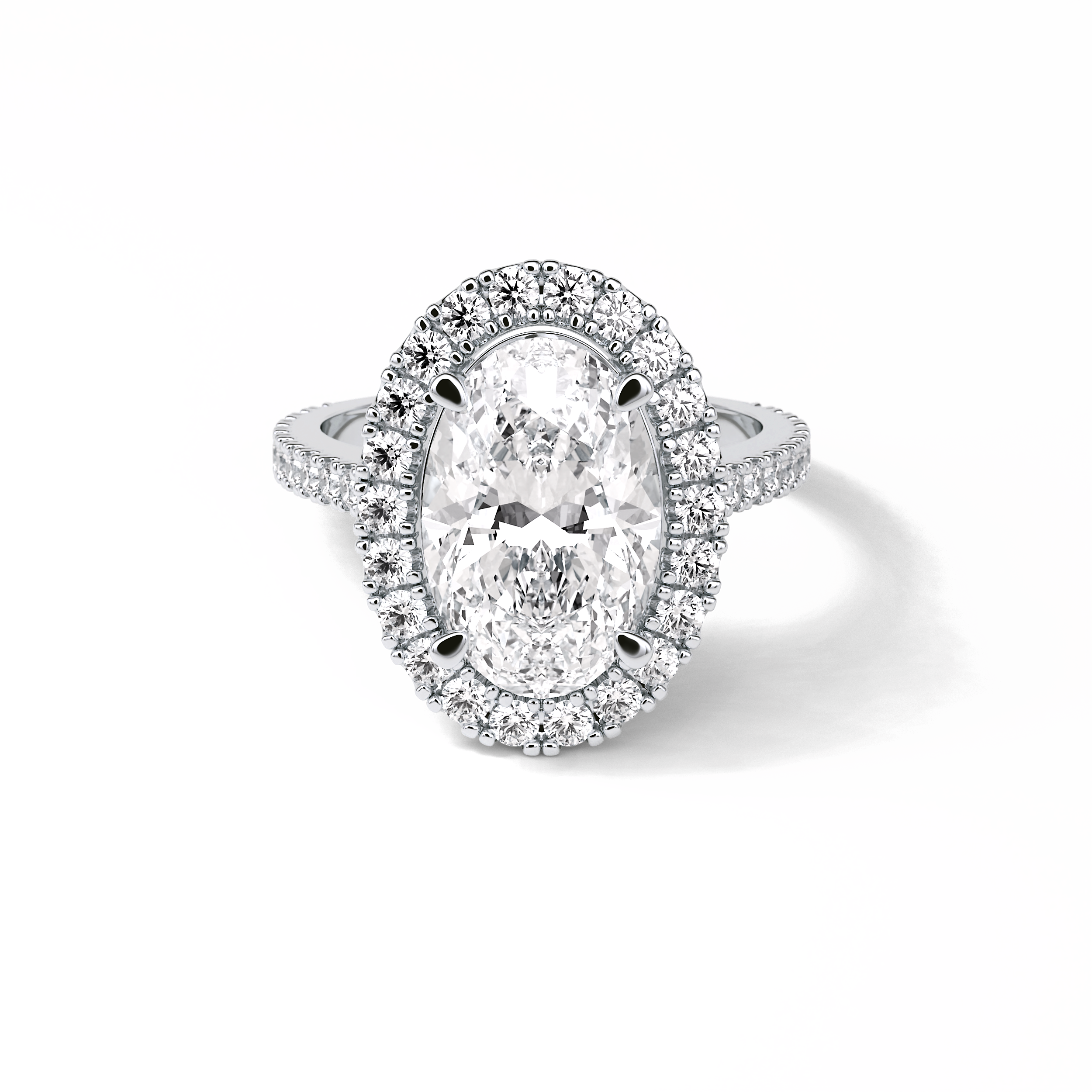 Oval Halo & Pave Lab Grown Diamond Engagement Ring