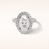 4.1 CT Oval Shaped Halo & Pave Moissanite Engagement Ring